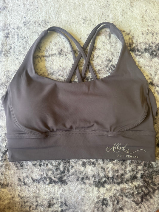 Allied Activewear Serenity Crossback Crop Grey